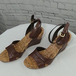 Bandolino Cork Wedge Brown Sandal Shoes